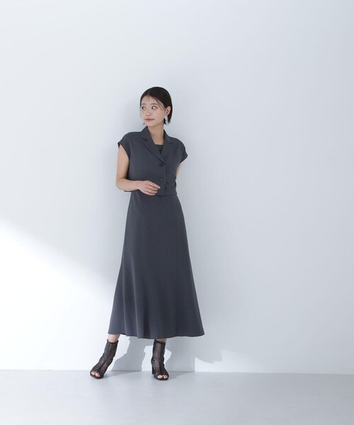 NATURAL BEAUTY BASIC（ナチュラルビューティーベーシック）の「◇ショートジャケット＆スクエアネックワンピース（ワンピース・レディース・ダークブラウン/チャコールグレー・SMALL/MEDIUM）」の10枚目の写真