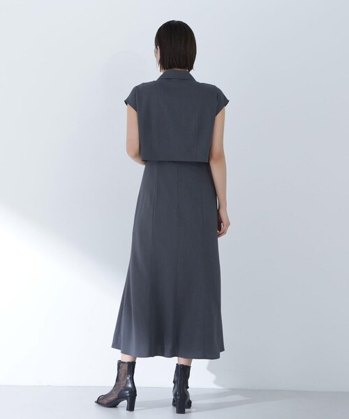 NATURAL BEAUTY BASIC（ナチュラルビューティーベーシック）の「◇ショートジャケット＆スクエアネックワンピース（ワンピース・レディース・ダークブラウン/チャコールグレー・SMALL/MEDIUM）」の14枚目の写真