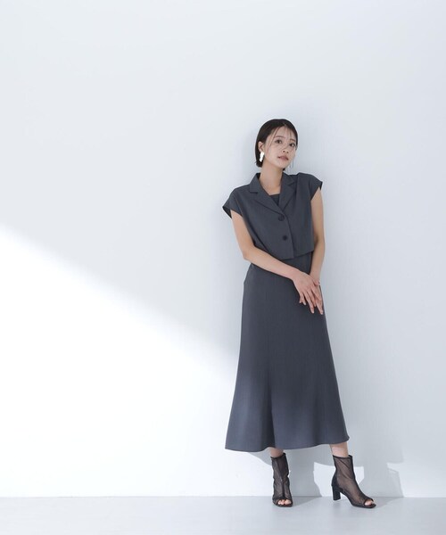 NATURAL BEAUTY BASIC（ナチュラルビューティーベーシック）の「◇ショートジャケット＆スクエアネックワンピース（ワンピース・レディース・ダークブラウン/チャコールグレー・SMALL/MEDIUM）」の21枚目の写真