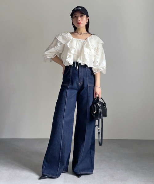 MECRE(メクル)の「コットンレースボレロ(カーディガン/ボレロ・レディース・ブラック/ホワイト・FREE)」の8枚目の写真