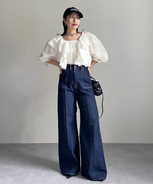 MECRE(メクル)の「コットンレースボレロ(カーディガン/ボレロ・レディース・ブラック/ホワイト・FREE)」の9枚目の写真