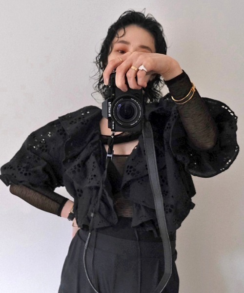 MECRE(メクル)の「コットンレースボレロ(カーディガン/ボレロ・レディース・ブラック/ホワイト・FREE)」の3枚目の写真