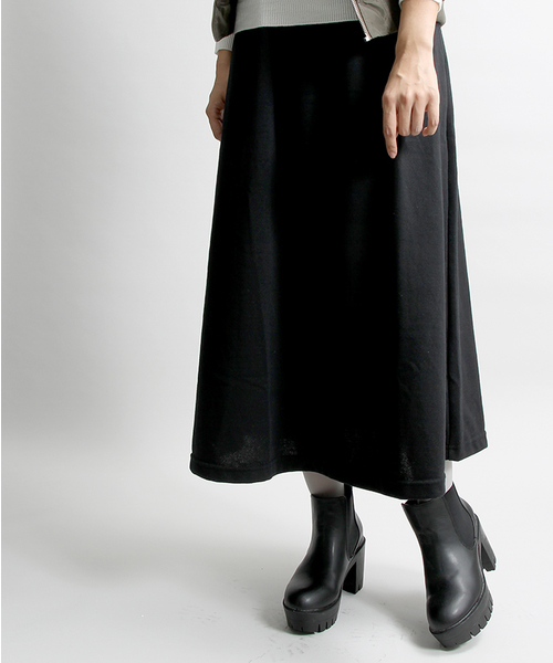 WEGO（ウィゴー）の「WEGO/スウェットマキシスカート（スカート・レディース・ブラック/その他1/カーキ/杢グレー・FREE）」の2枚目の写真