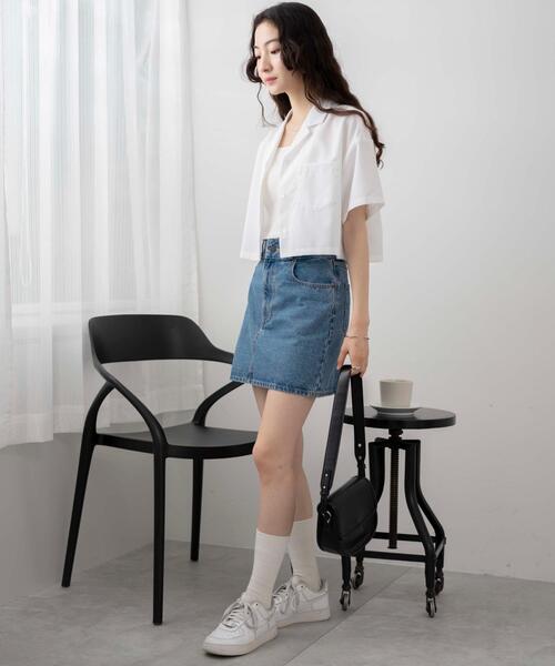 WEGO(ウィゴー)の「WEGO/オープンカラーショートシャツ(シャツ/ブラウス・レディース・ブラック/グリーン/ホワイト・FREE)」の18枚目の写真