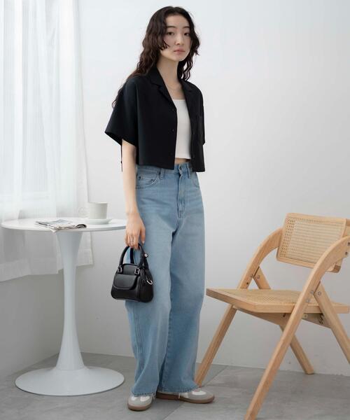 WEGO(ウィゴー)の「WEGO/オープンカラーショートシャツ(シャツ/ブラウス・レディース・ブラック/グリーン/ホワイト・FREE)」の19枚目の写真