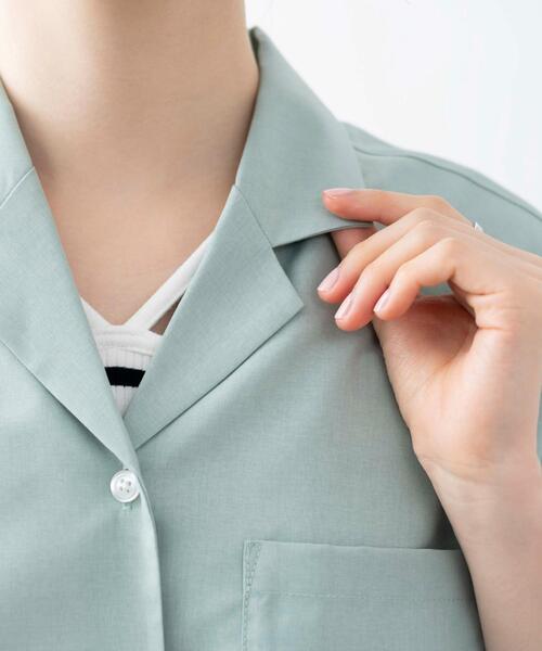 WEGO(ウィゴー)の「WEGO/オープンカラーショートシャツ(シャツ/ブラウス・レディース・ブラック/グリーン/ホワイト・FREE)」の21枚目の写真