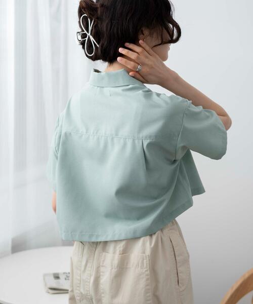 WEGO(ウィゴー)の「WEGO/オープンカラーショートシャツ(シャツ/ブラウス・レディース・ブラック/グリーン/ホワイト・FREE)」の8枚目の写真