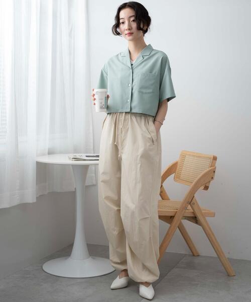 WEGO(ウィゴー)の「WEGO/オープンカラーショートシャツ(シャツ/ブラウス・レディース・ブラック/グリーン/ホワイト・FREE)」の10枚目の写真