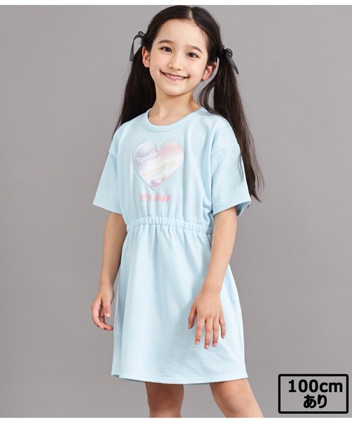 ANAP kids（アナップキッズ）の「ハートチュールスパンコール入りミニ裏毛ワンピース（ワンピース・キッズ・ラベンダー/サックスブルー・130cm/120cm/110cm/100cm）」の2枚目の写真