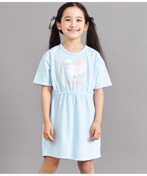 ANAP kids（アナップキッズ）の「ハートチュールスパンコール入りミニ裏毛ワンピース（ワンピース・キッズ・ラベンダー/サックスブルー・130cm/120cm/110cm/100cm）」の4枚目の写真