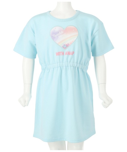 ANAP kids（アナップキッズ）の「ハートチュールスパンコール入りミニ裏毛ワンピース（ワンピース・キッズ・ラベンダー/サックスブルー・130cm/120cm/110cm/100cm）」の12枚目の写真