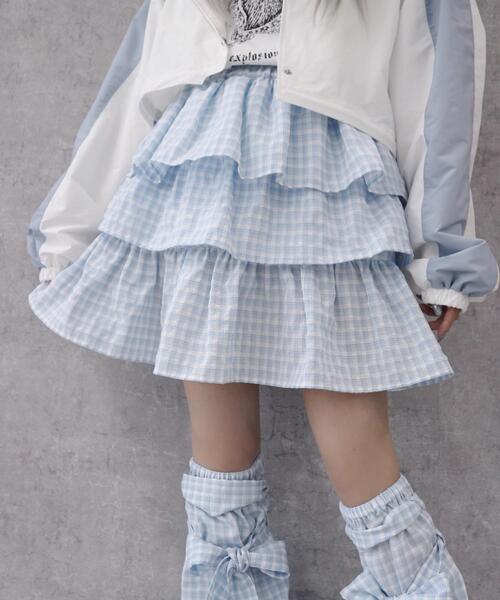 Whinny(ホワイニー)の「Whinny/ハイパーラブラブミニスキャット♪(スカート・レディース・サックスブルー/ブラック/ホワイト/ブラック系その他・FREE)」の4枚目の写真