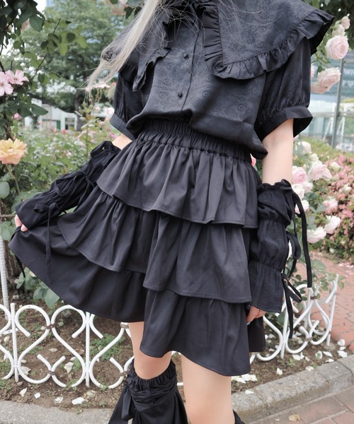 Whinny(ホワイニー)の「Whinny/ハイパーラブラブミニスキャット♪(スカート・レディース・サックスブルー/ブラック/ホワイト/ブラック系その他・FREE)」の3枚目の写真