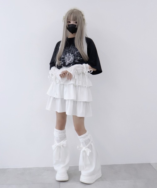 Whinny(ホワイニー)の「Whinny/ハイパーラブラブミニスキャット♪(スカート・レディース・サックスブルー/ブラック/ホワイト/ブラック系その他・FREE)」の5枚目の写真