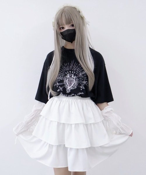 Whinny(ホワイニー)の「Whinny/ハイパーラブラブミニスキャット♪(スカート・レディース・サックスブルー/ブラック/ホワイト/ブラック系その他・FREE)」の7枚目の写真