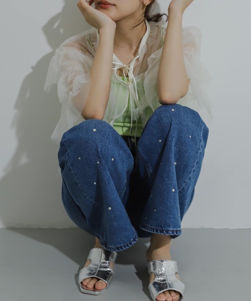 HEYUMM(ヘユム)の「チュールティアードブラウス(シャツ/ブラウス・レディース・ブルー/ブラック/アイボリー・ONE)」の16枚目の写真