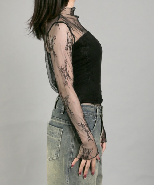 Chiina（チーナ）の「【Chiina】シースルーハイネックトップス（その他トップス・レディース・ブラック/アイボリー/カーキ/ブルー/ホワイト/ピンク・FREE）」の17枚目の写真