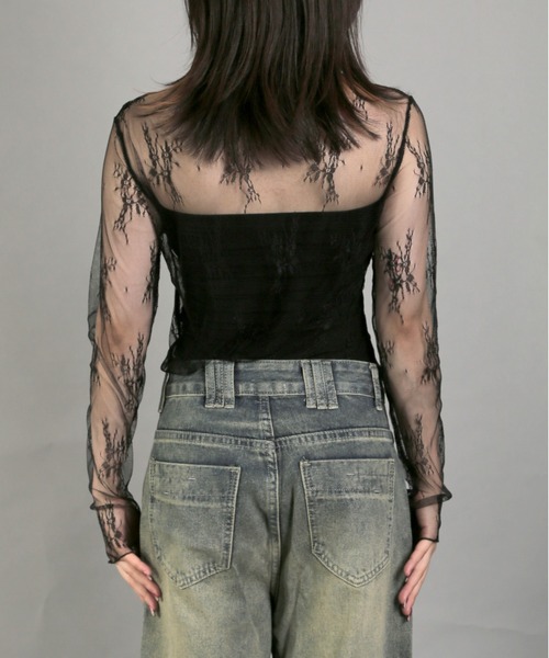 Chiina（チーナ）の「【Chiina】シースルーハイネックトップス（その他トップス・レディース・ブラック/アイボリー/カーキ/ブルー/ホワイト/ピンク・FREE）」の18枚目の写真