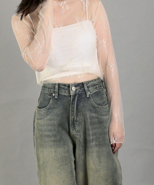 Chiina（チーナ）の「【Chiina】シースルーハイネックトップス（その他トップス・レディース・ブラック/アイボリー/カーキ/ブルー/ホワイト/ピンク・FREE）」の12枚目の写真