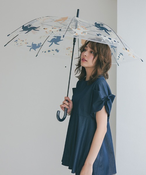 DONOBAN（ドノバン）の「ビニール傘（ねこ・森・花柄）透明（長傘・レディース・その他3/その他2/その他1・ONESIZE）」の2枚目の写真