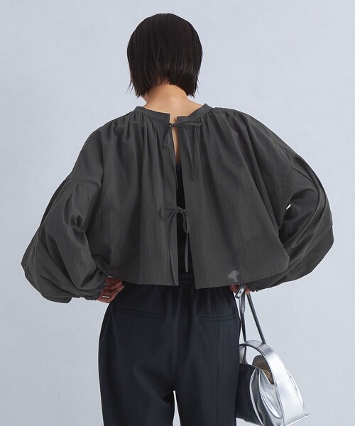 green label relaxing(グリーンレーベルリラクシング)の「2WAY クロップド ギャザー ブラウス(シャツ/ブラウス・レディース・ナチュラル/ライラック/ブラック・FREE)」の5枚目の写真