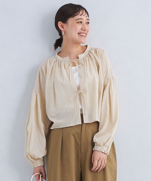 green label relaxing(グリーンレーベルリラクシング)の「2WAY クロップド ギャザー ブラウス(シャツ/ブラウス・レディース・ナチュラル/ライラック/ブラック・FREE)」の14枚目の写真