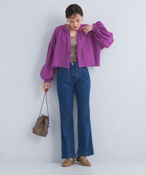 green label relaxing(グリーンレーベルリラクシング)の「2WAY クロップド ギャザー ブラウス(シャツ/ブラウス・レディース・ナチュラル/ライラック/ブラック・FREE)」の17枚目の写真