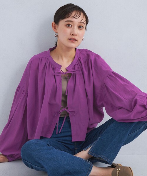 green label relaxing(グリーンレーベルリラクシング)の「2WAY クロップド ギャザー ブラウス(シャツ/ブラウス・レディース・ナチュラル/ライラック/ブラック・FREE)」の18枚目の写真
