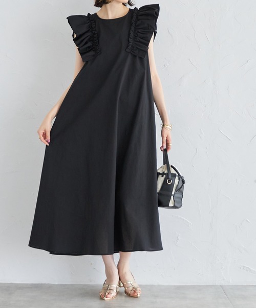 each（イーチ）の「ショルダーフリルコットンAラインワンピース（ワンピース・レディース・ブルー/ブラック/ライトグリーン/レッド/グリーン・FREE）」の21枚目の写真