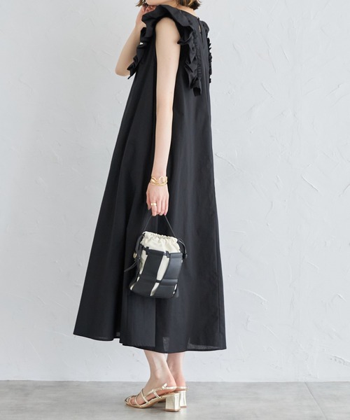 each（イーチ）の「ショルダーフリルコットンAラインワンピース（ワンピース・レディース・ブルー/ブラック/ライトグリーン/レッド/グリーン・FREE）」の22枚目の写真