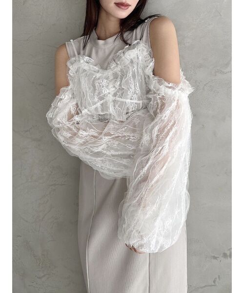 セール】コルセットチュールビスチェ付カットワンピース