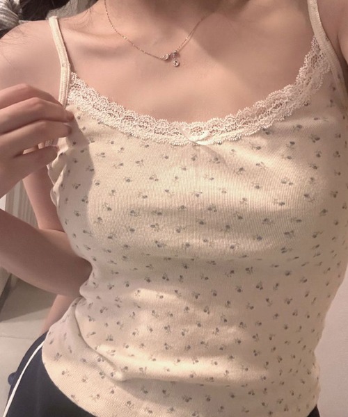 Teem Store(チームストア)の「フラワー リボンレース キャミソール(キャミソール・レディース・アイボリー/ピンク/ホワイト・S/M/L)」の7枚目の写真