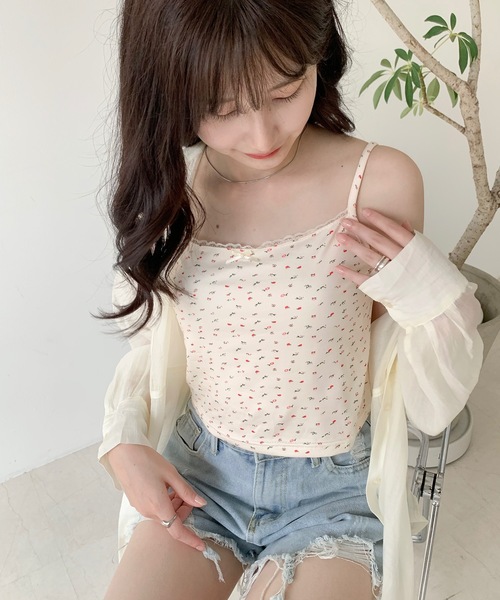 Teem Store(チームストア)の「フラワー リボンレース キャミソール(キャミソール・レディース・アイボリー/ピンク/ホワイト・S/M/L)」の9枚目の写真