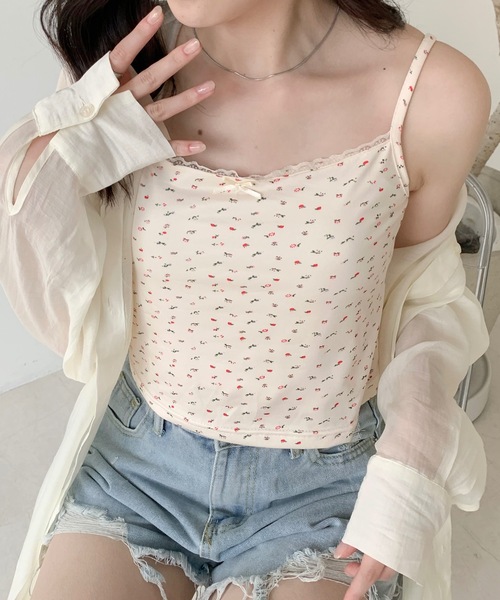 Teem Store(チームストア)の「フラワー リボンレース キャミソール(キャミソール・レディース・アイボリー/ピンク/ホワイト・S/M/L)」の10枚目の写真
