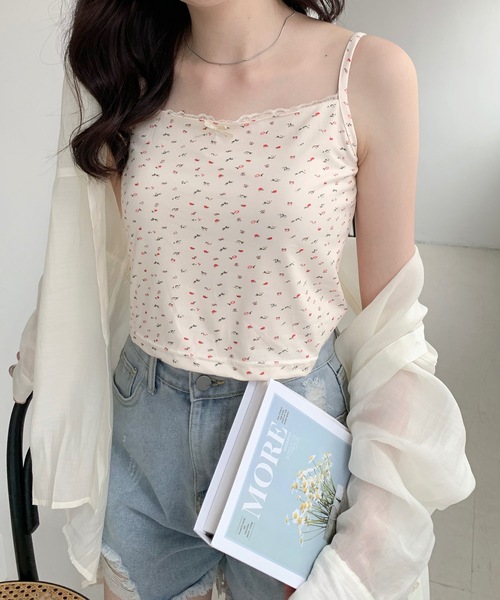 Teem Store(チームストア)の「フラワー リボンレース キャミソール(キャミソール・レディース・アイボリー/ピンク/ホワイト・S/M/L)」の12枚目の写真