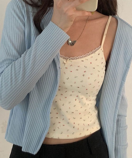 Teem Store(チームストア)の「フラワー リボンレース キャミソール(キャミソール・レディース・アイボリー/ピンク/ホワイト・S/M/L)」の6枚目の写真