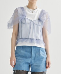 VIVIANO | 【VIVIANO/ヴィヴィアーノ】《STUDIOUS別注》Tulle Corsert T-shirt/チュールコルセットTシャツ(Tシャツ/カットソー)