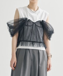 VIVIANO | 【VIVIANO/ヴィヴィアーノ】《STUDIOUS別注》Tulle Corsert T-shirt/チュールコルセットTシャツ(Tシャツ/カットソー)