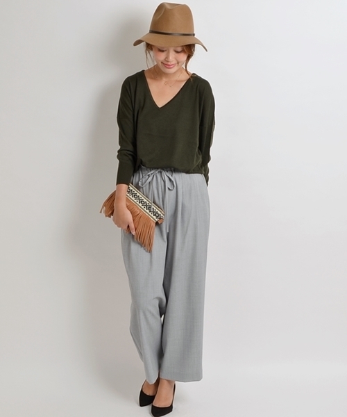 SHIPS for women（シップスフォーウィメン）の「ワイドパンツ（その他パンツ・レディース・ライトグレー/ネイビー/アイボリー・36/38）」の7枚目の写真