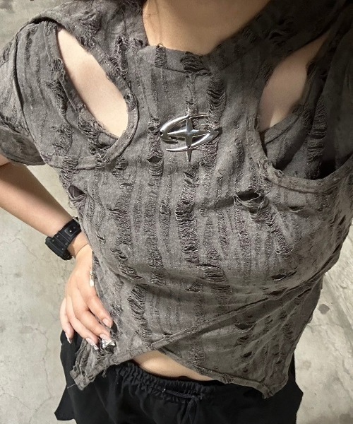 tシャツ A'GEM/9 × .kom 「.Kom/ドットケーオーエム」 ネックレスプリントトップス レディース A'GEM/9 × .kom 『.Kom/ドットケーオーエム』 ネックレス