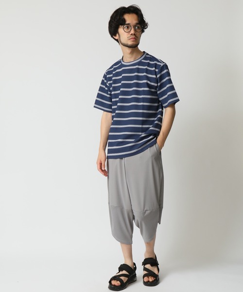 ARCADE(アーケード)の「エンボスワッフル クルーネック半袖ボーダーTシャツ barcedos moderate(Tシャツ/カットソー・メンズ・ネイビー/ブラック/オフホワイト・L/M/LL)」の7枚目の写真