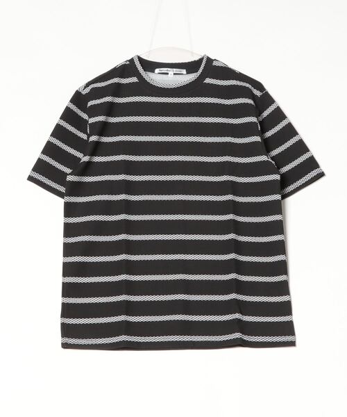 ARCADE(アーケード)の「エンボスワッフル クルーネック半袖ボーダーTシャツ barcedos moderate(Tシャツ/カットソー・メンズ・ネイビー/ブラック/オフホワイト・L/M/LL)」の16枚目の写真