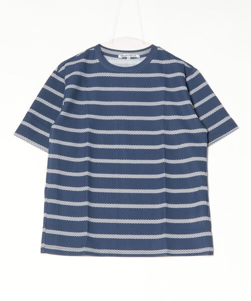 ARCADE(アーケード)の「エンボスワッフル クルーネック半袖ボーダーTシャツ barcedos moderate(Tシャツ/カットソー・メンズ・ネイビー/ブラック/オフホワイト・L/M/LL)」の13枚目の写真
