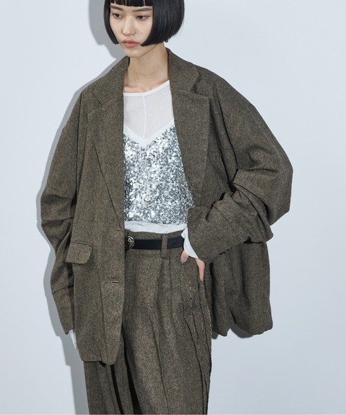 THE YOn（ザヨン）の「タックスリーブツイードテーラードジャケット（テーラードジャケット・レディース・ブラウン/グレー・FREE）」の21枚目の写真