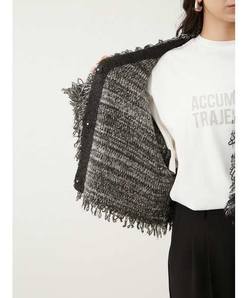 MilaOwen☆新作クロップドループヤーンカーディガン　☆タグ付き未使用☆ Mila Owen]クロップドループヤーンカーディガン | KOBUNSHA