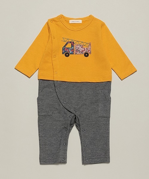 【セール】リバティ働くクルマカバーオール（ロンパース）｜sense of wonder（センスオブワンダー）