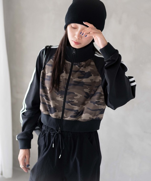 WEGO（ウィゴー）の「WEGO/【新色追加でリバイバル！】ショートトラックジャケット（ブルゾン・レディース・ブラック/ワイン/その他1/ネイビー/ピンク・FREE）」の5枚目の写真