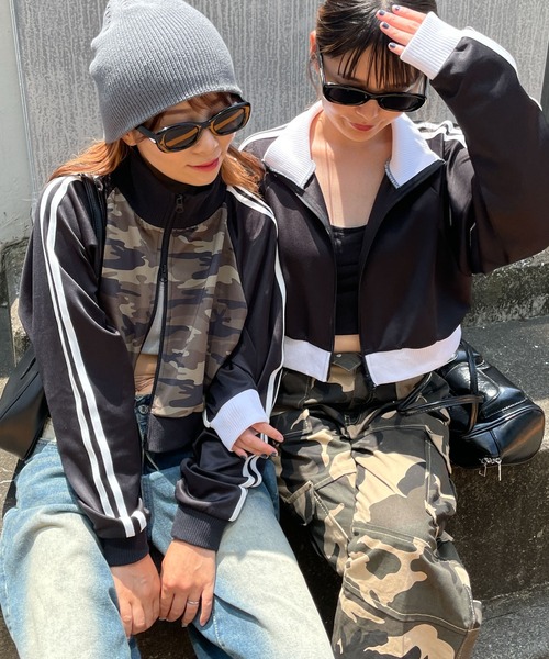 WEGO（ウィゴー）の「WEGO/【新色追加でリバイバル！】ショートトラックジャケット（ブルゾン・レディース・ブラック/ワイン/その他1/ネイビー/ピンク・FREE）」の17枚目の写真