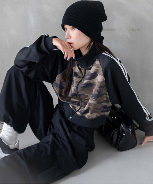 WEGO（ウィゴー）の「WEGO/【新色追加でリバイバル！】ショートトラックジャケット（ブルゾン・レディース・ブラック/ワイン/その他1/ネイビー/ピンク・FREE）」の20枚目の写真