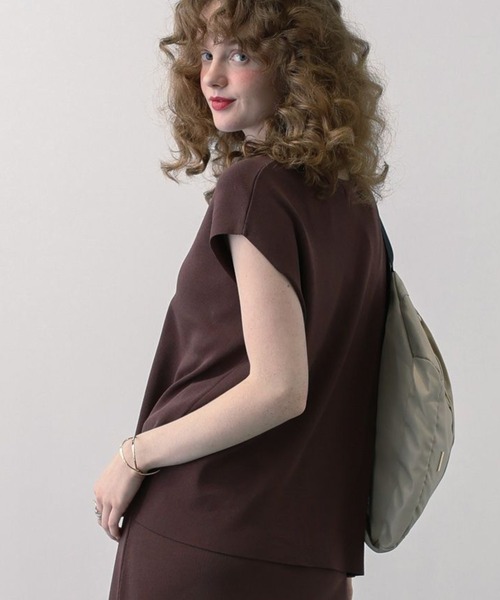 saloon（サルーン）の「SALOON(サルーン)/Vネックフレンチスリーブニット【手洗い可】セットアップ可（ニット/セーター・レディース・ブラウン/ブラック・FREE）」の20枚目の写真